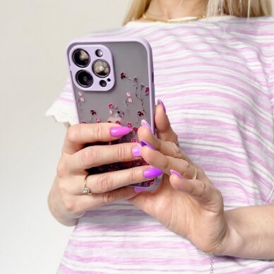 Dėklas Design Case iPhone 12 Pro Gėlėtas, purpurinis 3