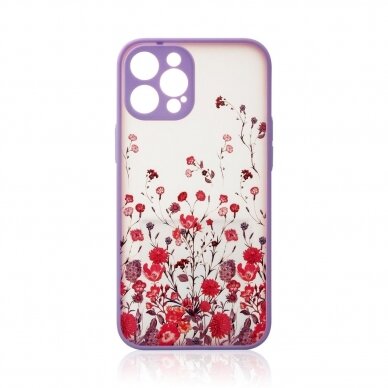 Dėklas Design Case for iPhone 13 Pro Max Gėlėtas, violetinis