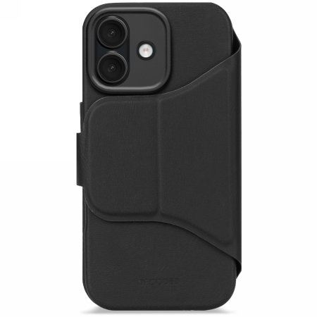 iPhone 17 Decoded silikoninis tekstūruotas nuimamas Wallet MagSafe dėklas – juodas