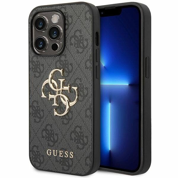 Dėklas Guess 4G Metal Auksinis Logo iPhone 15 Pro Max - Pilkas Dėklas Guess 4G Metal Auksinis Logo iPhone 15 Pro Max - Pilkas