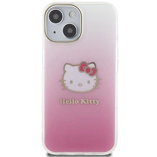 Dėklas Hello Kitty IML Gradient Electrop Kitty Head iPhone 15 - rožinis 2 Dėklas Hello Kitty IML Gradient Electrop Kitty Head iPhone 15 - rožinis 2