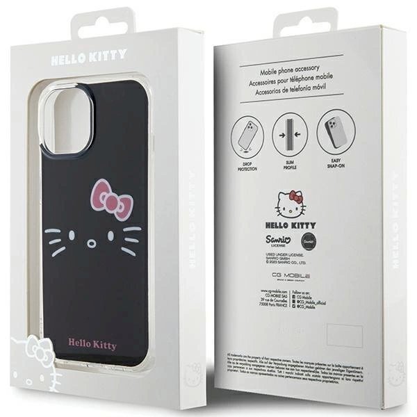 Dėklas Hello Kitty IML Kitty Face iPhone 15 - Juodas 7 Dėklas Hello Kitty IML Kitty Face iPhone 15 - Juodas 7