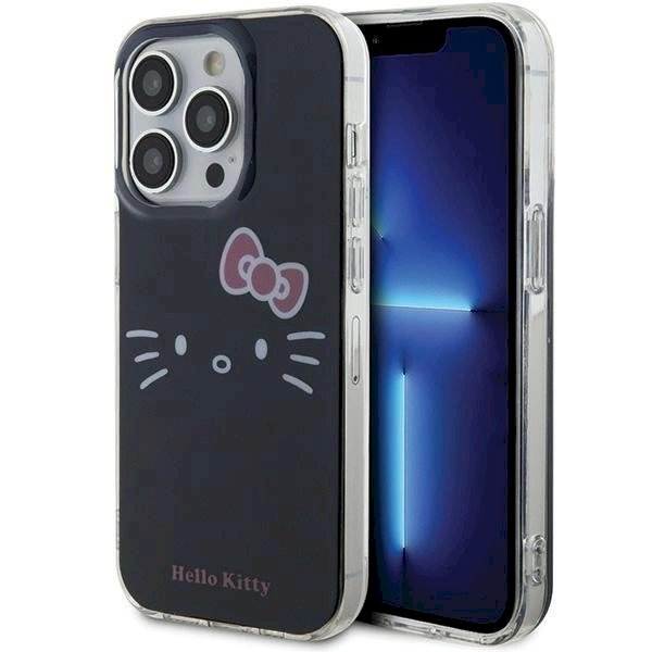 Dėklas Hello Kitty IML Kitty Face iPhone 15 Pro - Juodas Dėklas Hello Kitty IML Kitty Face iPhone 15 Pro - Juodas