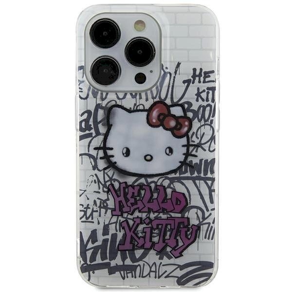 Dėklas Hello Kitty IML Kitty On Bricks Graffiti iPhone 15 - Baltas Dėklas Hello Kitty IML Kitty On Bricks Graffiti iPhone 15 - Baltas