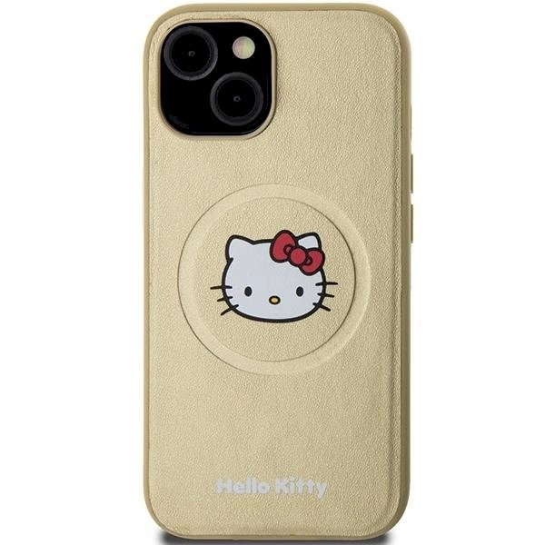 Dėklas Hello Kitty Leather Kitty Head MagSafe iPhone 15 - Auksinis 2 Dėklas Hello Kitty Leather Kitty Head MagSafe iPhone 15 - Auksinis 2