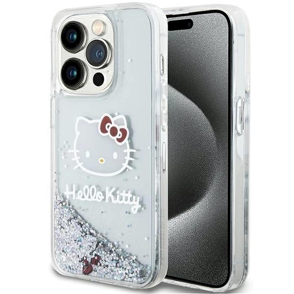 Dėklas Hello Kitty Liquid Glitter Charms Kitty Head iPhone 14 Pro Max - Sidabrinis Dėklas Hello Kitty Liquid Glitter Charms Kitty Head iPhone 14 Pro Max - Sidabrinis