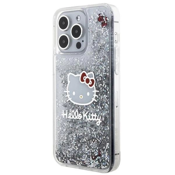 Dėklas Hello Kitty Liquid Glitter Charms Kitty Head iPhone 15 Pro Max - Sidabrinis 1 Dėklas Hello Kitty Liquid Glitter Charms Kitty Head iPhone 15 Pro Max - Sidabrinis 1