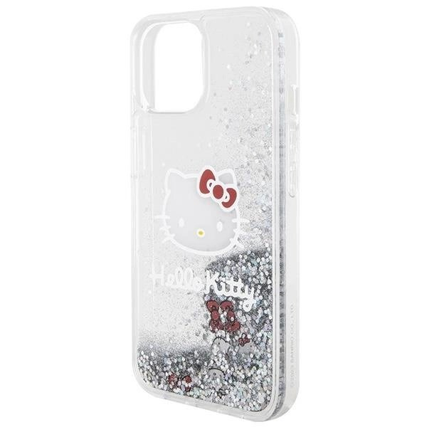 Dėklas Hello Kitty Liquid Glitter Charms Kitty Head iPhone 15 - Sidabrinis 4 Dėklas Hello Kitty Liquid Glitter Charms Kitty Head iPhone 15 - Sidabrinis 4