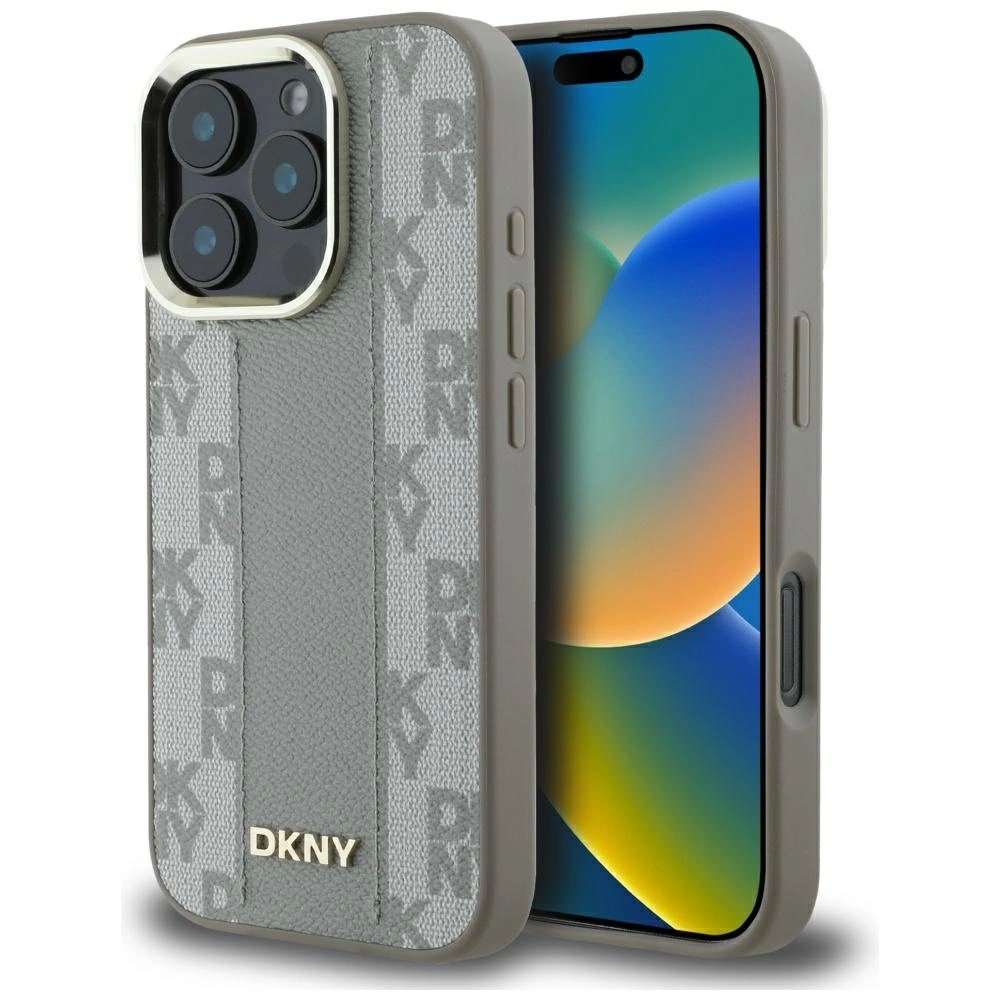 iPhone 16 Pro – DKNY Checkered Pattern MagSafe dėklas - Smėlinis