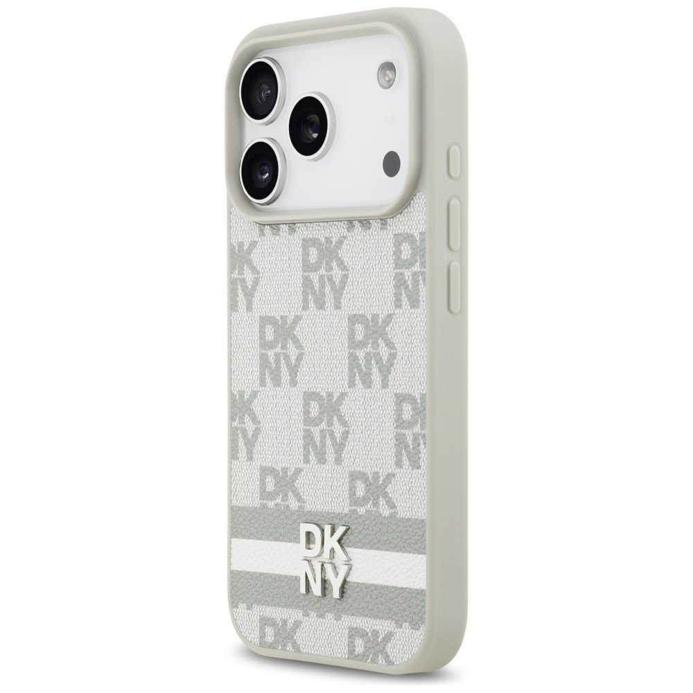 iPhone 17 Pro DKNY Checkered with Printed Stripes dėklas – smėlinis 1 iPhone 17 Pro DKNY Checkered with Printed Stripes dėklas – smėlinis 1