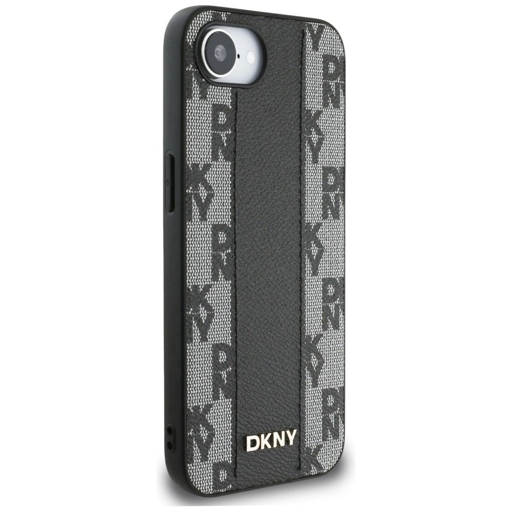 DKNY Odinis Checkered Mono Pattern MagSafe iPhone 16e Dėklas - Juodas 3