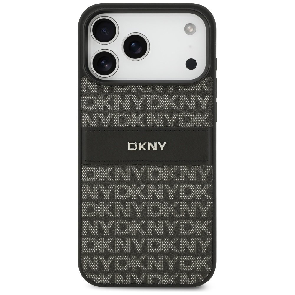 iPhone 17 Pro Max DKNY Repeat Texture Pattern with Tonal Stripe dėklas – juodas 2