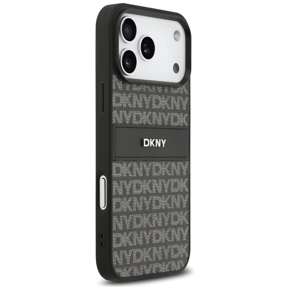 iPhone 17 Pro Max DKNY Repeat Texture Pattern with Tonal Stripe dėklas – juodas 3
