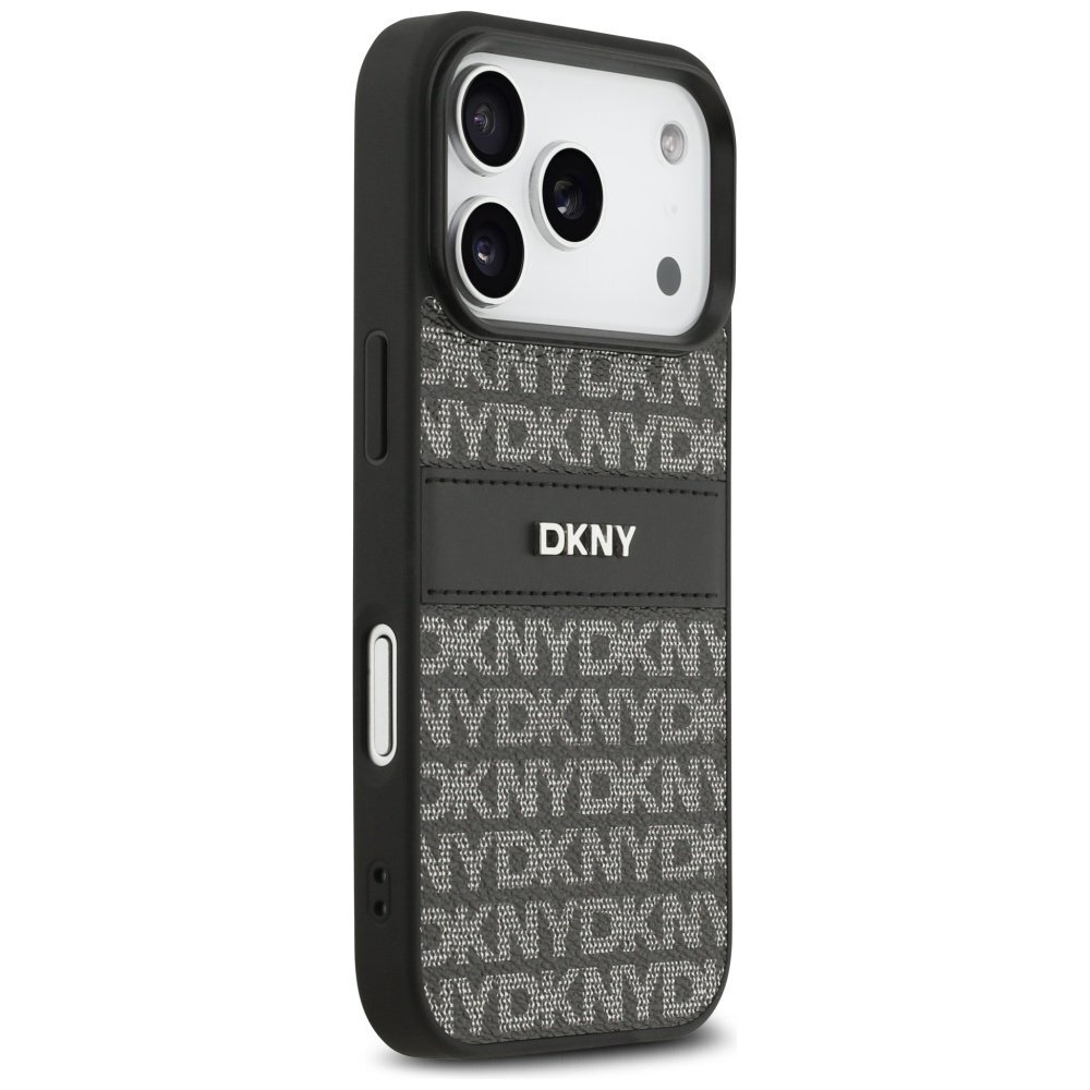 iPhone 17 Pro DKNY Repeat Texture Pattern with Tonal Stripe dėklas – juodas 3 iPhone 17 Pro DKNY Repeat Texture Pattern with Tonal Stripe dėklas – juodas 3