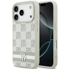 iPhone 17 Pro DKNY Checkered with Printed Stripes dėklas – smėlinis