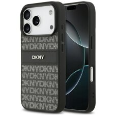 iPhone 17 Pro DKNY Repeat Texture Pattern with Tonal Stripe dėklas – juodas