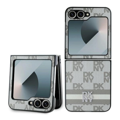 DKNY Checkered Pattern Printed Stripes Dėklas Samsung Galaxy Z Flip 6 - Beige DKNY Checkered Pattern Printed Stripes Dėklas Samsung Galaxy Z Flip 6 - Beige
