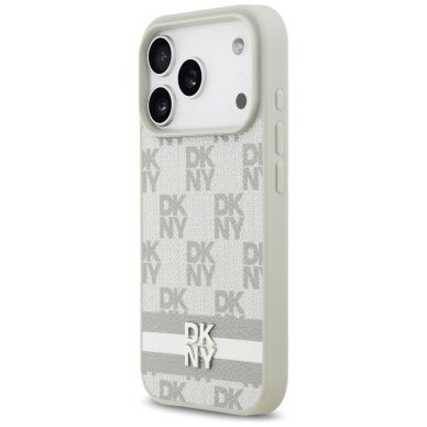iPhone 17 Pro DKNY Checkered with Printed Stripes dėklas – smėlinis 1