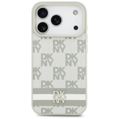 iPhone 17 Pro DKNY Checkered with Printed Stripes dėklas – smėlinis 2