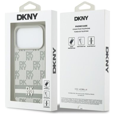 iPhone 17 Pro DKNY Checkered with Printed Stripes dėklas – smėlinis 7