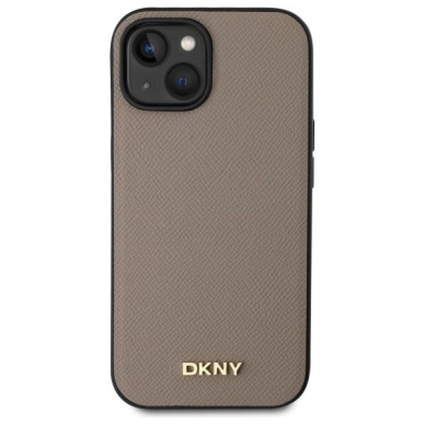 iPhone 15 DKNY Grained Metal Logo MagSafe dėklas - smėlio 2