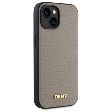 iPhone 15 DKNY Grained Metal Logo MagSafe dėklas - smėlio 3