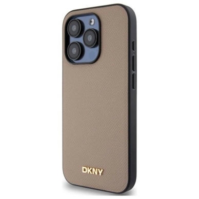 iPhone 15 Pro Max DKNY Grained Metal Logo MagSafe dėklas - smėlio 1