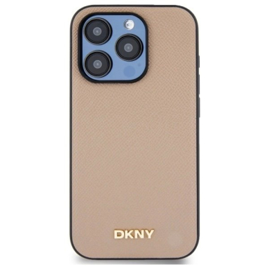 iPhone 15 Pro Max DKNY Grained Metal Logo MagSafe dėklas - smėlio 2