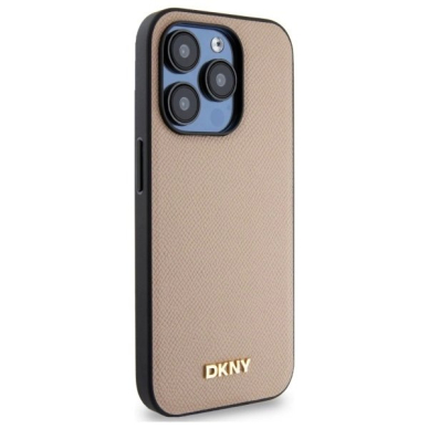 iPhone 15 Pro Max DKNY Grained Metal Logo MagSafe dėklas - smėlio 3
