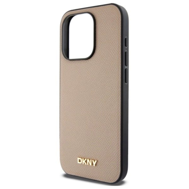 iPhone 15 Pro Max DKNY Grained Metal Logo MagSafe dėklas - smėlio 5