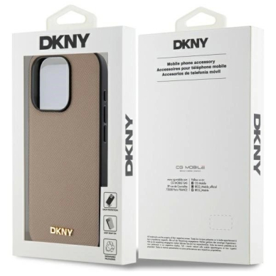 iPhone 15 Pro Max DKNY Grained Metal Logo MagSafe dėklas - smėlio 7