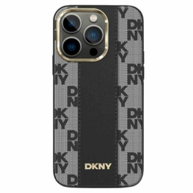 Dėklas DKNY Leather Checkered Mono Pattern MagSafe iPhone 15/14/13 - Juodas Dėklas DKNY Leather Checkered Mono Pattern MagSafe iPhone 15/14/13 - Juodas