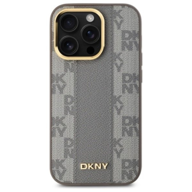 iPhone 14 Pro – DKNY Leather Checkered Mono Pattern MagSafe dėklas - Smėlinis 2