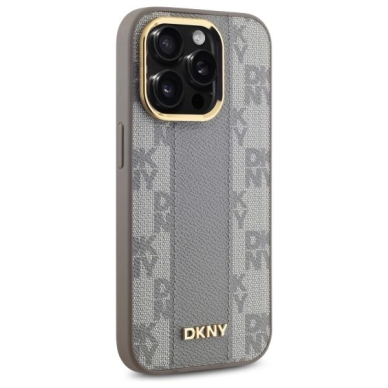 iPhone 14 Pro – DKNY Leather Checkered Mono Pattern MagSafe dėklas - Smėlinis 3