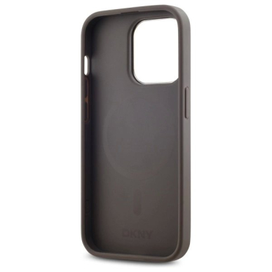 iPhone 14 Pro – DKNY Leather Checkered Mono Pattern MagSafe dėklas - Smėlinis 6