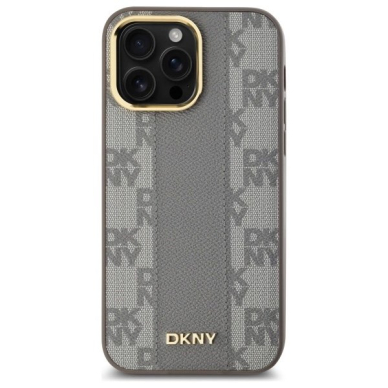 iPhone 14 Pro Max – DKNY Leather Checkered Mono Pattern MagSafe dėklas - Smėlinis 2