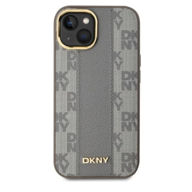 Dėklas DKNY Leather Checkered Mono Pattern MagSafe iPhone 15 - Smėlinis 1 Dėklas DKNY Leather Checkered Mono Pattern MagSafe iPhone 15 - Smėlinis 1
