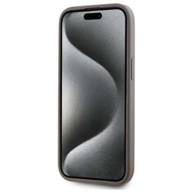 iPhone 15 Plus – DKNY Leather Checkered Mono Pattern MagSafe dėklas - Smėlinis 4