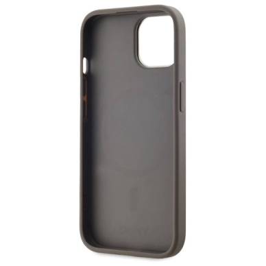 iPhone 15 Plus – DKNY Leather Checkered Mono Pattern MagSafe dėklas - Smėlinis 6