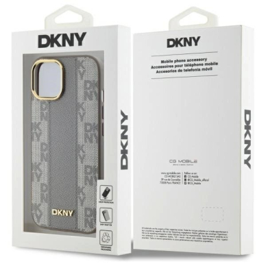 iPhone 15 Plus – DKNY Leather Checkered Mono Pattern MagSafe dėklas - Smėlinis 7 iPhone 15 Plus – DKNY Leather Checkered Mono Pattern MagSafe dėklas - Smėlinis 7