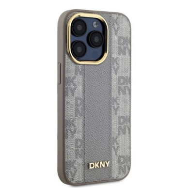 Dėklas DKNY Leather Checkered Mono Pattern MagSafe iPhone 15 Pro - Smėlinis 3 Dėklas DKNY Leather Checkered Mono Pattern MagSafe iPhone 15 Pro - Smėlinis 3