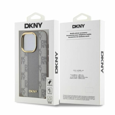 Dėklas DKNY Leather Checkered Mono Pattern MagSafe iPhone 15 Pro Max - Smėlinis 4 Dėklas DKNY Leather Checkered Mono Pattern MagSafe iPhone 15 Pro Max - Smėlinis 4