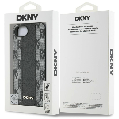 DKNY Odinis Checkered Mono Pattern MagSafe iPhone 16e Dėklas - Juodas 7