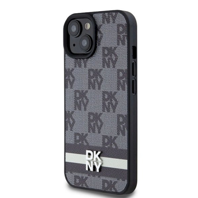 Dėklas DKNY Leather Checkered Mono PatternPrinted StripesiPhone 15/14/13 - Juodas 1 Dėklas DKNY Leather Checkered Mono PatternPrinted StripesiPhone 15/14/13 - Juodas 1