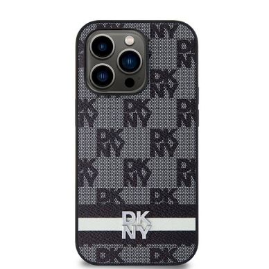 Dėklas DKNY Leather Checkered Mono PatternPrinted Stripes iPhone 14 Pro Case - Juodas 2 Dėklas DKNY Leather Checkered Mono PatternPrinted Stripes iPhone 14 Pro Case - Juodas 2