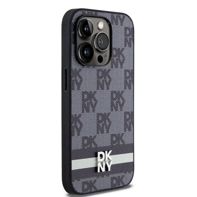 Dėklas DKNY Leather Checkered Mono PatternPrinted Stripes iPhone 14 Pro Case - Juodas 3 Dėklas DKNY Leather Checkered Mono PatternPrinted Stripes iPhone 14 Pro Case - Juodas 3