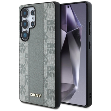 Samsung Galaxy S25 Ultra – DKNY odinis Checkered Pattern MagSafe dėklas - Pilkas
