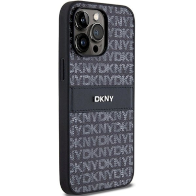 Dėklas DKNY Leather Mono StripeMetal LogoiPhone 14 Pro - Juodas 3 Dėklas DKNY Leather Mono StripeMetal LogoiPhone 14 Pro - Juodas 3