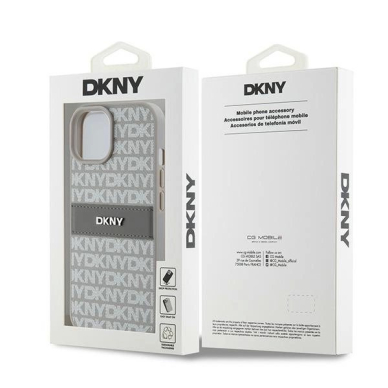 Dėklas DKNY Leather Mono StripeMetal LogoiPhone 15 / 14 / 13 - Smėlinis 7 Dėklas DKNY Leather Mono StripeMetal LogoiPhone 15 / 14 / 13 - Smėlinis 7