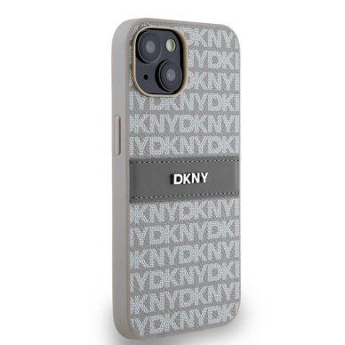 Dėklas DKNY Leather Mono StripeMetal LogoiPhone 15 / 14 / 13 - Smėlinis 3 Dėklas DKNY Leather Mono StripeMetal LogoiPhone 15 / 14 / 13 - Smėlinis 3